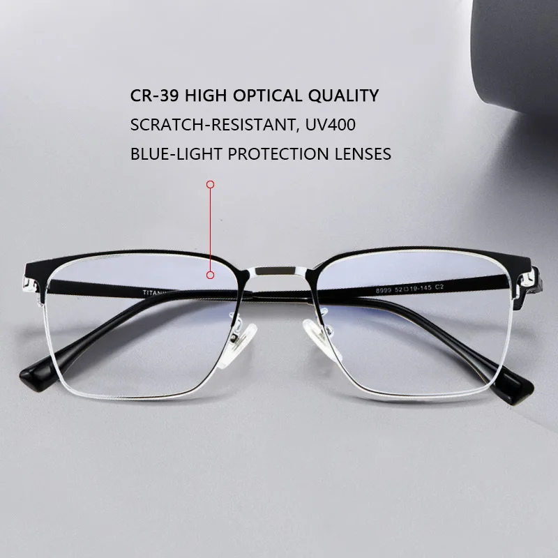 Ultra-thin Pure Titanium Reading Glasses Lightweight for Men,Blue Light Blocking Hard & Multi-coated Lens,High Quality