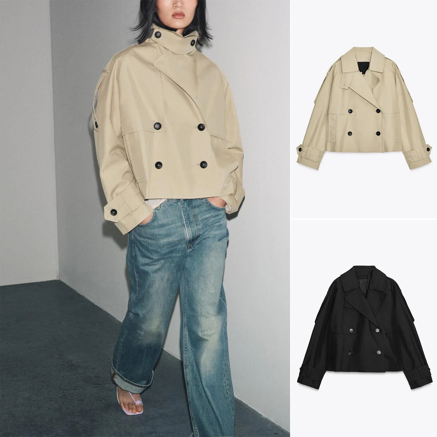 

Осень 2023, женское свободное длинное пальто Sve ort, воротник на пуговицах, водонепроницаемая повседневная ветровка из полиэфирного волокна, куртка