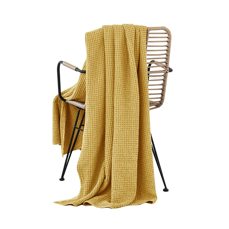 

Nordic Style 100% Cotton Woven Blanket Suitable For Air Conditioning Sofa Office Nap Towel Quilt Waffle Three-dimensional Pure