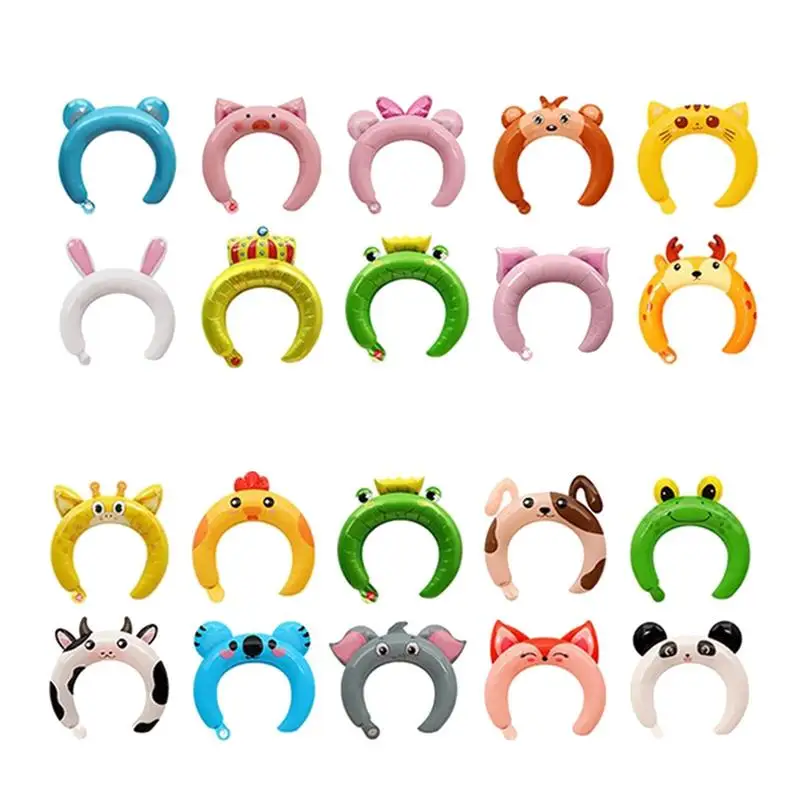 Animal Headbands Inflatable Toys Cartoon Zoo Animals Party Headband Cute Inflatable Hats Party Favors Animals Head Wearing