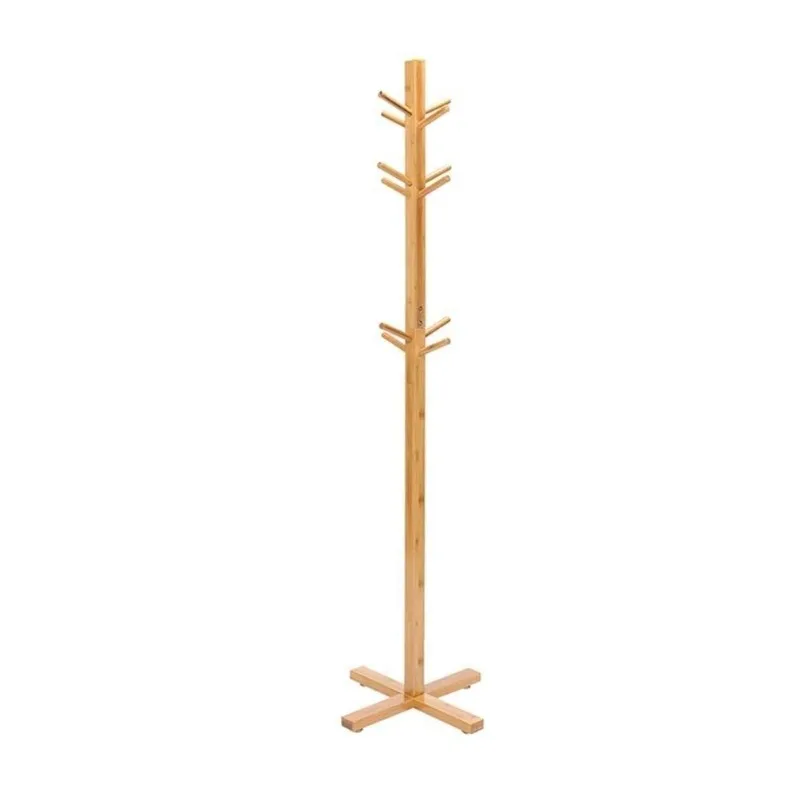 

Solid wood coat rack Floor-to-ceiling bedroom hanger Household vertical clothes hanger rod Office autumn and winter bag rack