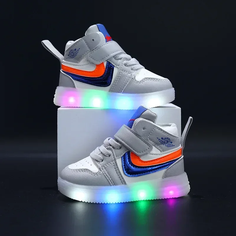 Light Up Casual High Top Board Shoes Baby Shoes for Kids Girls Kid Sneakers Toddler Shoe Child Children\'s Sneakers Boy Sneaker