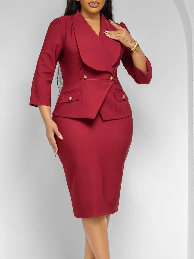 

African Dresses For Women Elegant Spring Autumn 3/4 Sleeve Dashiki Midi Dress Ladies Traditional African Clothing Fairy Dreaes