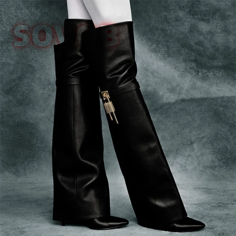 

Женские сапоги до бедра с замком акулы, женские мотоциклетные сапоги выше колена без шнуровки, Botas Mujer, модные рыцарские сапоги на шпильке