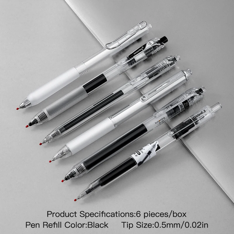 

Mr. Paper White Minimalist Gel Pen Set, 0.5mm Fine Point Black Ink Retractable Pens, Quick Dry Smooth Writing Pen for Students School Office