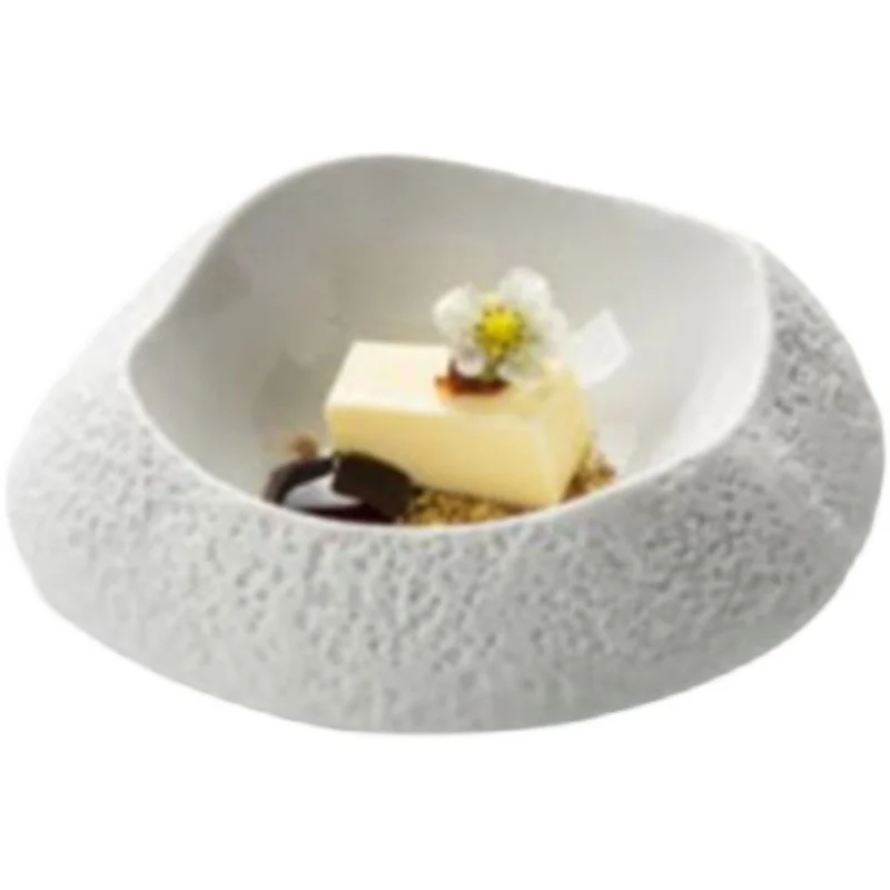 Ceramic Restaurant Front Dish Dish Creative Dessert Snack Plate French Commercial Western Food Plate Special-shaped Plate