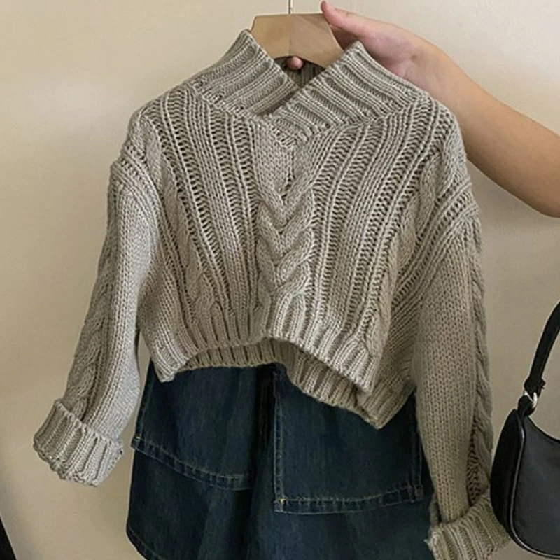 Girls' Autumn temperament Sweater 2024 New Fashionable Children's Korean Simple Fried Dough Twists Knitted Sweater javascript: