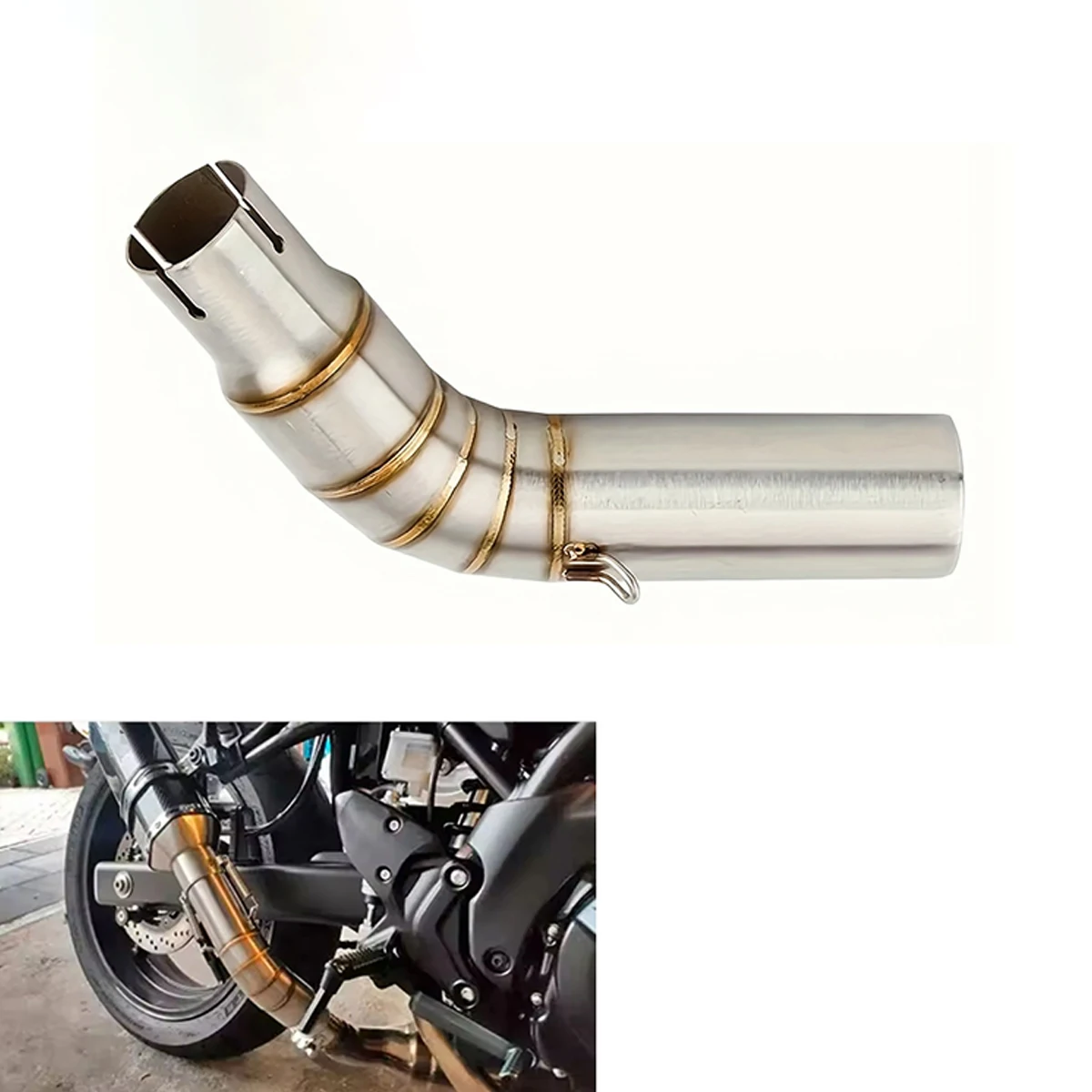 Stainless Steel Mid Link Pipe Motorcycle Exhaust Replacement Parts For Suzuki SV650 SV650X 2016-2024