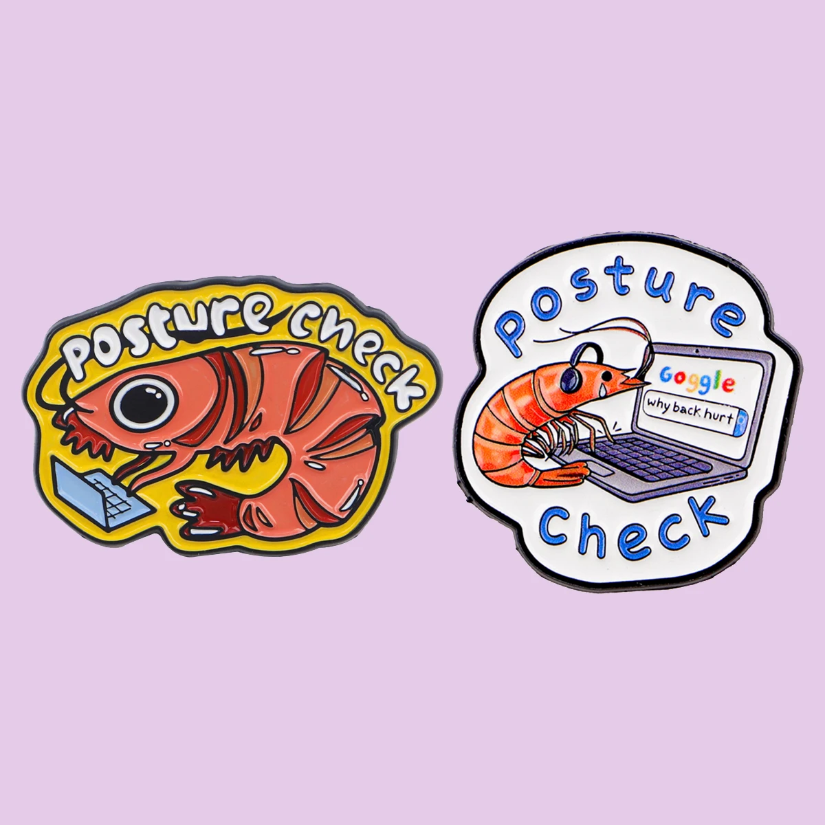 Broches divertidos "conhecido de postura" para mujer, Pin esmaltado de camarón rojo, insignia de Metal, joyería, accesorios para mochila, regalo para amigos, 2 uds.