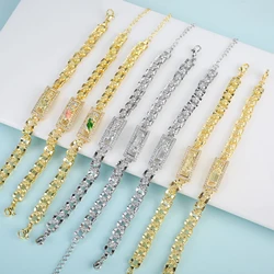 Gold-Plated Gradient Color Double-Sided New Design Plant Five Leaf Flower Adjustable Telescopic Bracelet Creative Party Clover