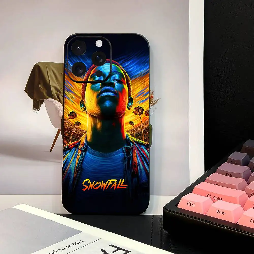 حافظة هاتف من المسلسلات التلفزيونية S-Snowfalls باللون الأسود لهاتف آيفون 17 16 15 14 13 12 11 PRO MAX PLUS غطاء جلد ناعم صغير من البولي يوريثان هدية #5