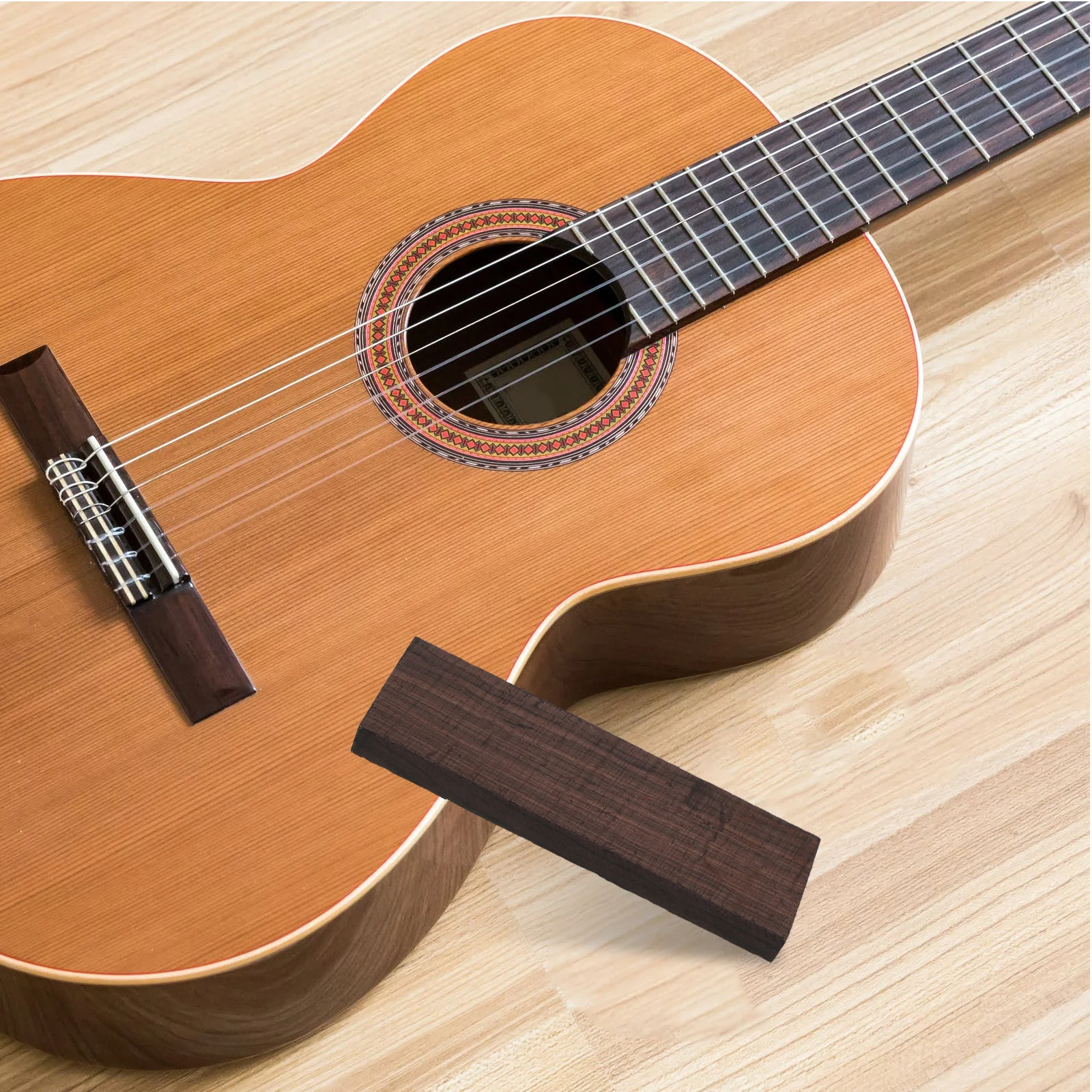 

2pcs Ebony Wood Blanks For Diy Bridge Acoustic Guitar Replacement Parts Brown Craft Material Sturdy Instrument Making Kit Guitar