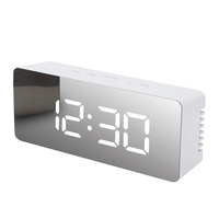 LED Digital Alarm Clock Mirror Clock USB Desktop Temperature Electronic Clock Snooze Night Light Home Decoration