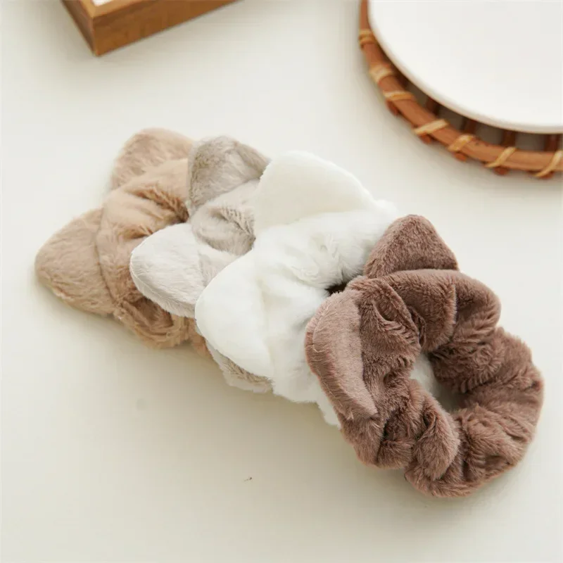 Fluffy Cloth Large Hair Ties Women Ponytail Holder Cat Ear Hair Hoop Rubber Elastic Head Rope Scrunchies Girl Hair Accessoires