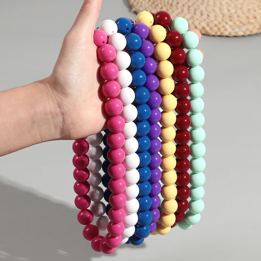 Gotische Einfache Acryl Mehrfarbige Große Kugel-Perlenkette Halskette Damen Y2K Koreanische Schlüsselbein-Halskette Trendiger Party-Schmuck – Detail 5