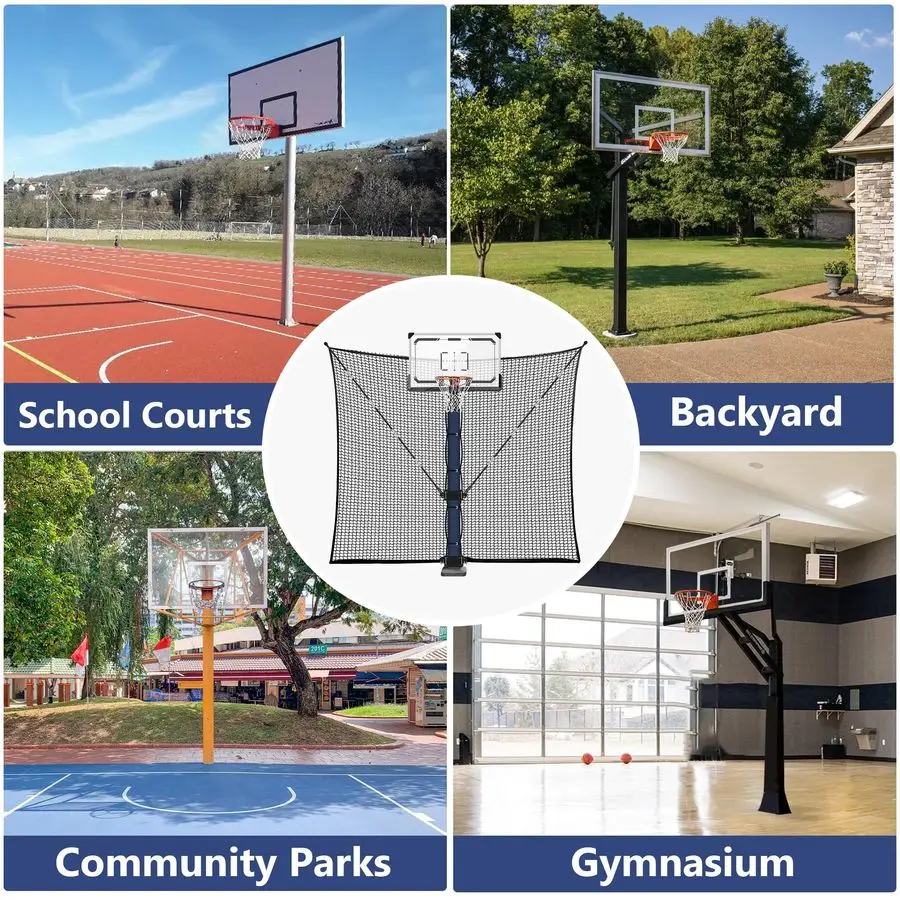 Basketball Rebounder Net 10x10 FT Large Yard Guard Basketball Net Catcher Backstop Net for Outdoor Hoops, Universal Fit for Roun