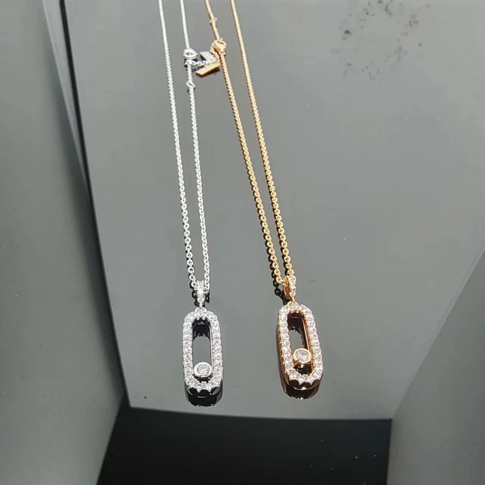 

Колье-цепочка с бриллиантовой подвеской в виде зажима для бумаги, женская цепочка на ключицу, высококачественные нишевые украшения, цепочка на шею в стиле «свиной нос»