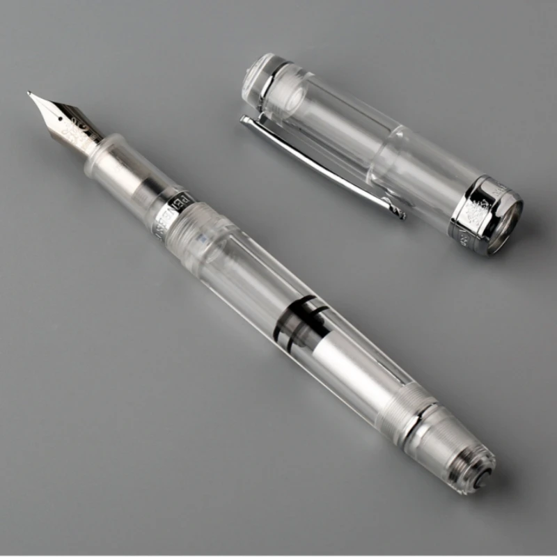 

PENBBS 556, перьевая ручка с поршневым лезвием/круглым наконечником, впитывающая чернила, большая емкость, прозрачная акриловая подарочная ручка для делового письма