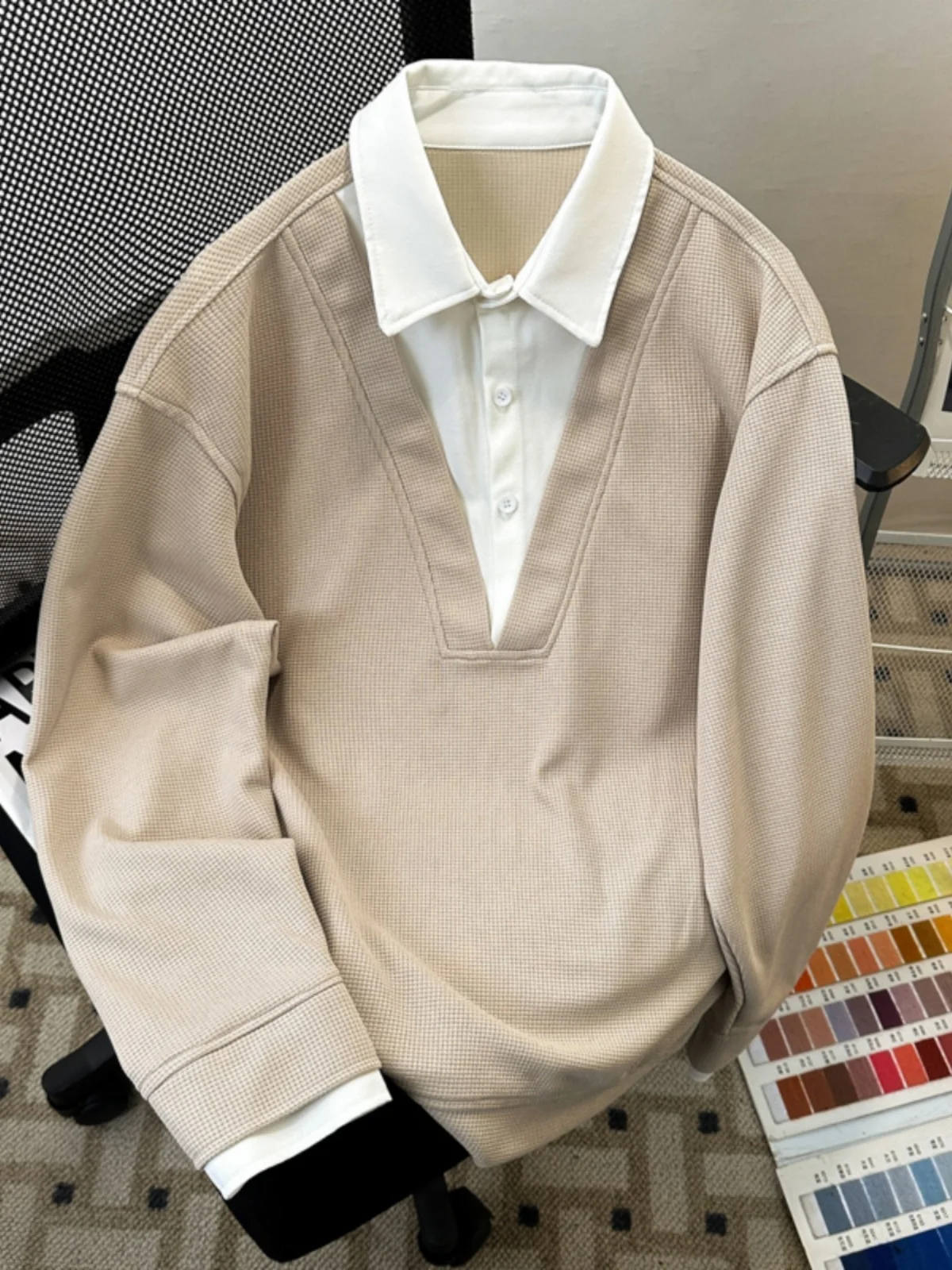 

Свободный мужской свитшот с воротником-стойкой, осенне-зимний, модный дизайн, повседневная универсальная верхняя одежда для пар, с длинными рукавами, цветной