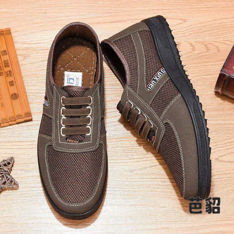 Beijing Dad Lightweight Casual Shoes Men's Slip-On Canvas Shoes Comfortable Big Size Leisure Footwear for Middle-Aged And Eld...