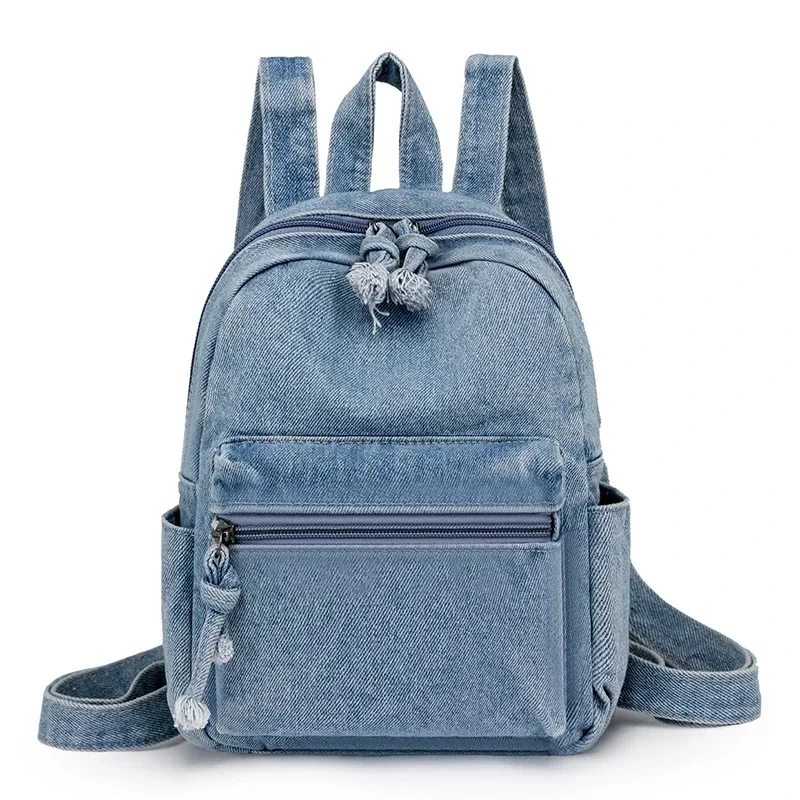 Denim Zipper Sewing Thread 2024 New High Quality Fashion Backpack Softback Youth Casual Versatile Large Capacity Bags