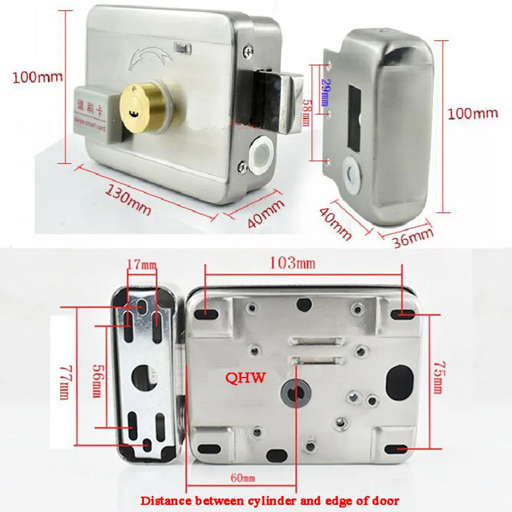 12V Electric Door Lock Gate Lock ID Access Control System Lock Keychain OR Wireless 433Mhz Remote Controler Lock Push Button