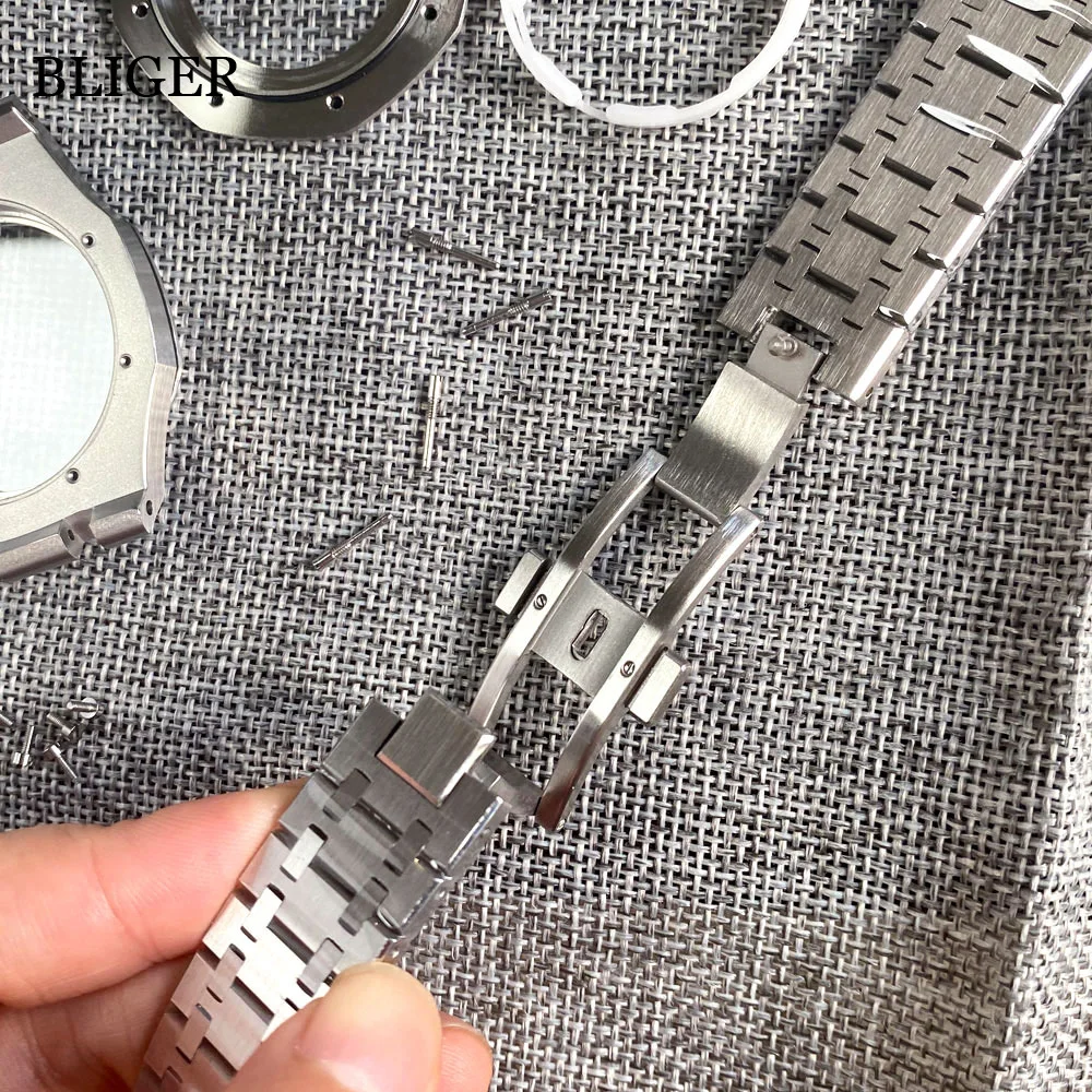 Luxury Sapphire Glass 42mm NH35A Automatic Movement Mens Watch Case Strap 31mm Dial Black Grey Seeing Back Screw Crown Luminous