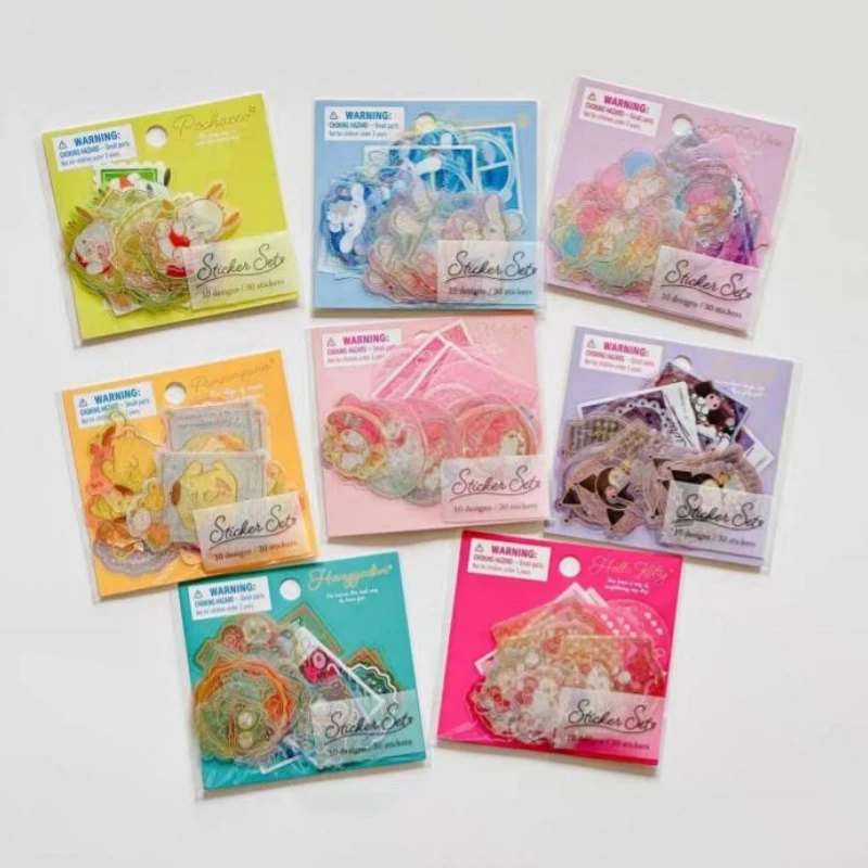 

24pack/lot Sanrio Melody Kuromi Cinnamoroll Pochacco Stickers Cute Scrapbooking DIY Diary Decorative Sticker Album Stick Label