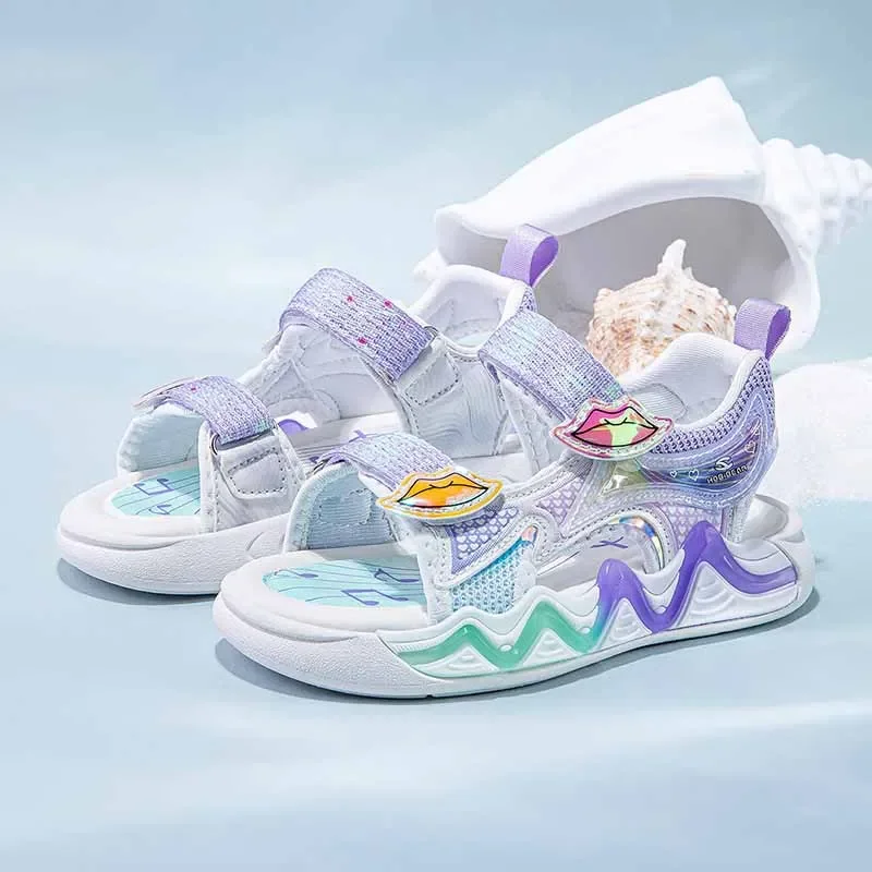 

2024 Fashion Boys Hook&Loop Beach Shoes Children Non-Slip Breathable Footwear Student Beach Sandals for Girls Kids Sport Sandals