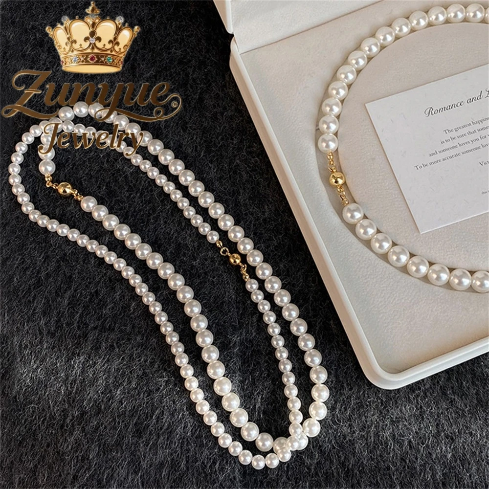 

Magnetic Clasp Pearl Necklace Accessory Collarbone Chain, High-End, Light Luxury And Simple Beaded Necklace Fashion Jewelry