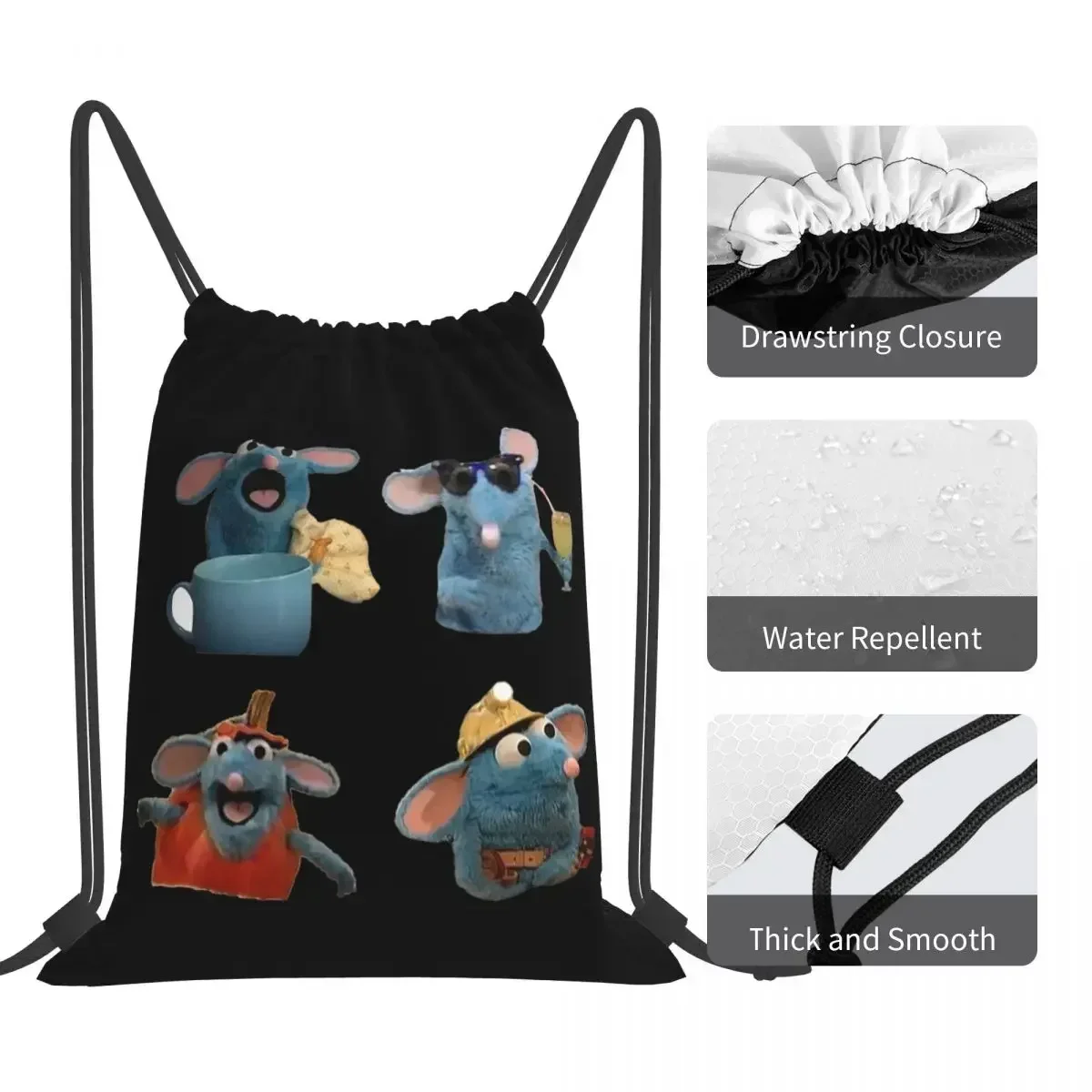 حقائب ظهر Tutter The Mouse متعددة الوظائف محمولة برباط، حزمة برباط، حقيبة رياضية للجيب، حقيبة كتب للسفر والمدرسة