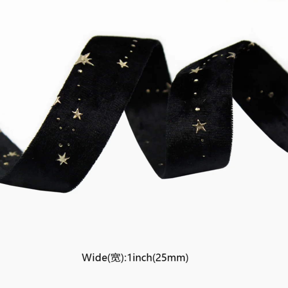 Doppelseitige Samtbänder Heißprägung Sterne DIY Geschenkverpackung Hochzeitsstrauß Weihnachten Party Supplies Dekor Haarschmuck