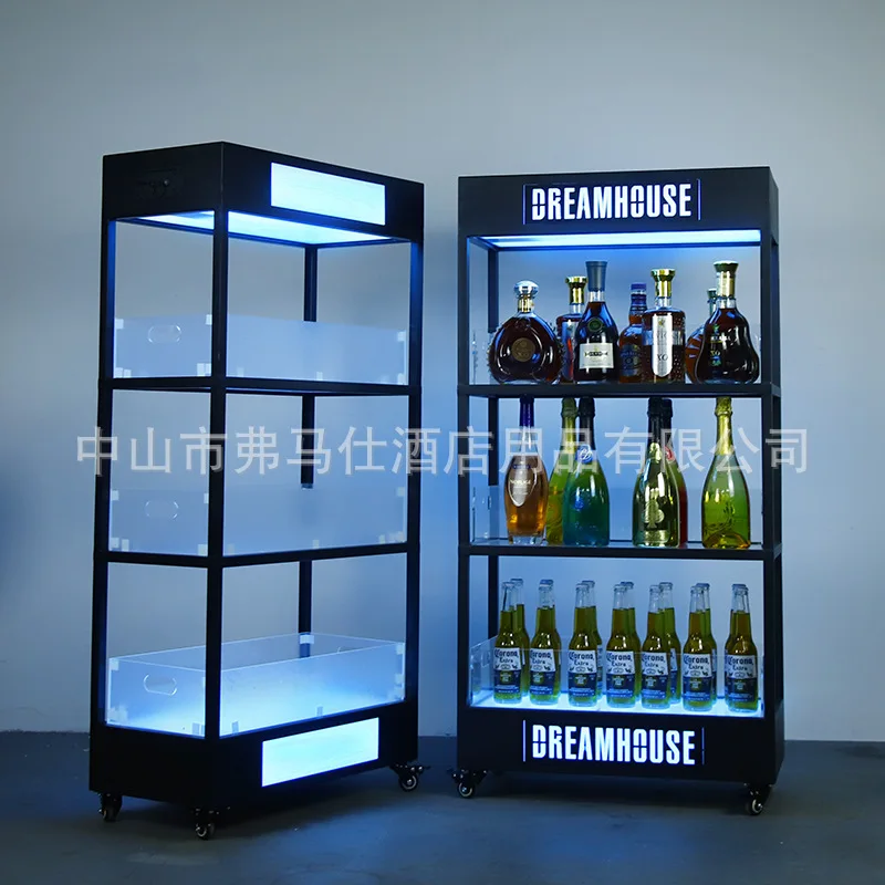 

Bar led luminous wine cabinet KTV red and foreign mobile display cabinet night champagne beer luminous display ra