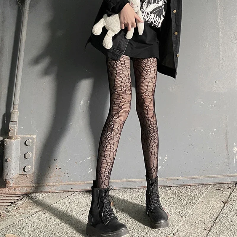 일본 소녀 고스 펑크 레트로 거미줄 타이츠 클래식 로리타 섹시 코스프레 애니메이션 팬티스타킹 여성 레이스 메쉬 스타킹