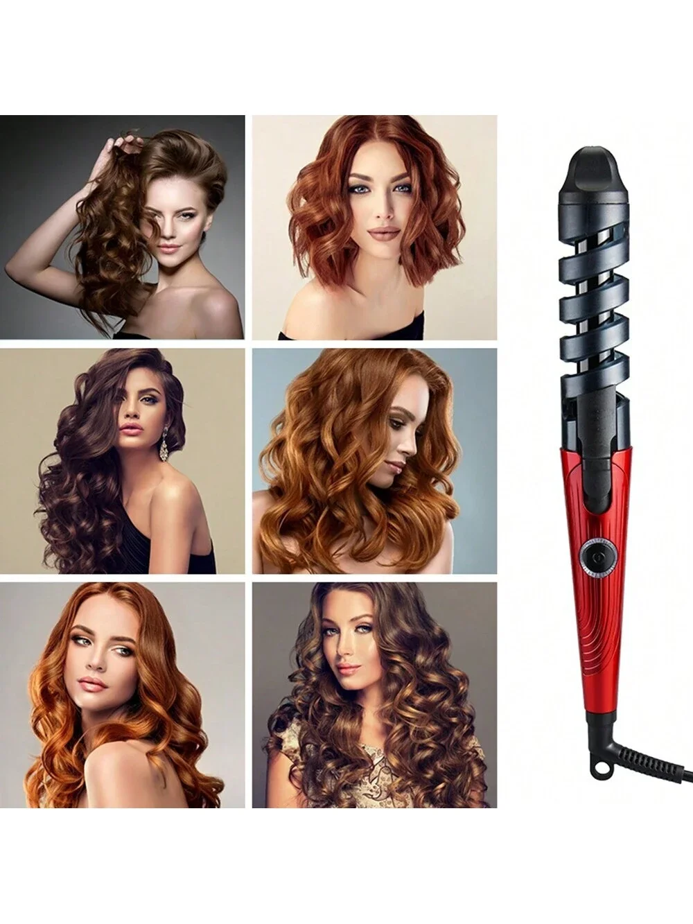 مكواة تجعيد حلزونية صغيرة مريحة للاستخدام أداة تصفيف الشعر مع ميزة مضادة للحرق، أسطوانة شعر حلزونية مجعدة تجعيد الشعر التلقائي