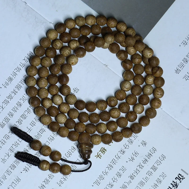 Cambodia Bodhisattva Chess Bracelet Old Materials Wooden Cultural Artifact 108 8mm Buddha Beaded Necklace Br