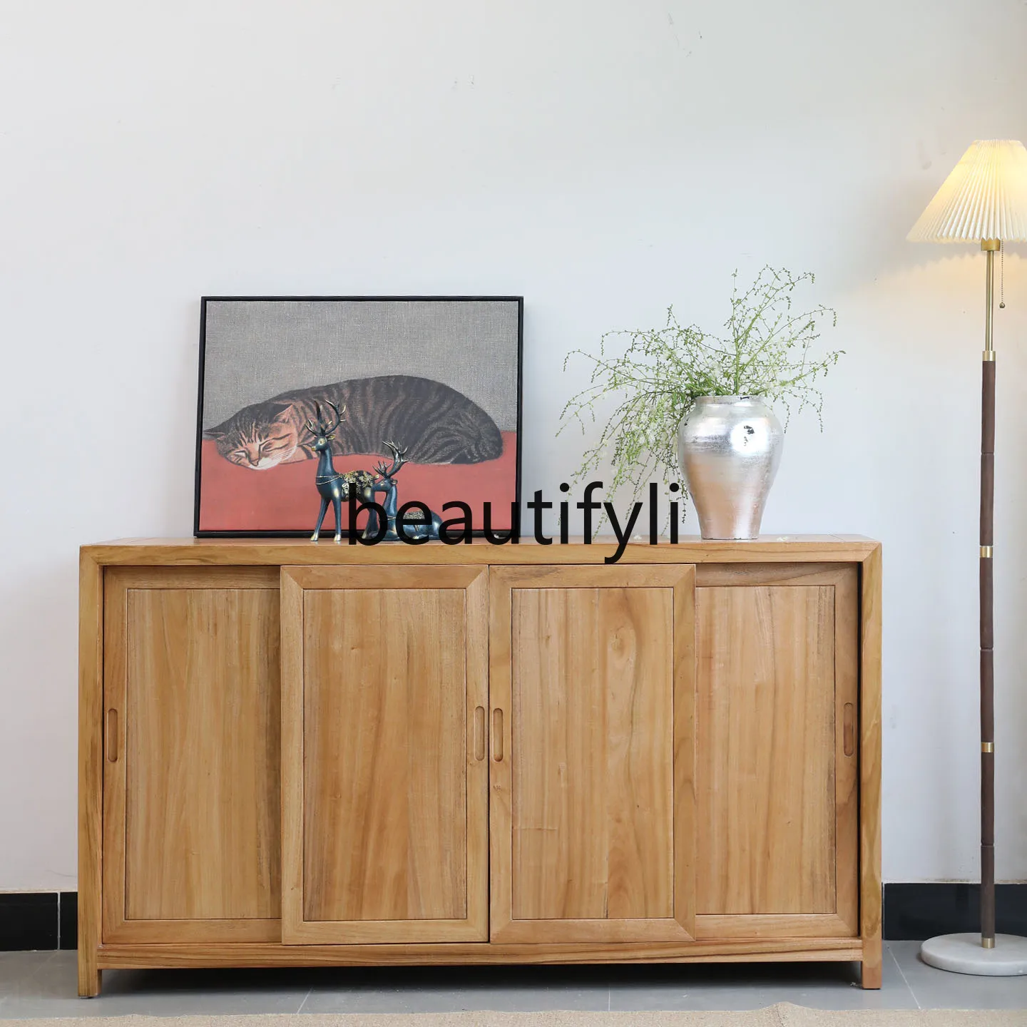 

Camphor Wood Pure Solid Wood New Chinese Style Solid Wood Entrance Cabinet Hall Storage Cabinet Living Room Low Cabinet