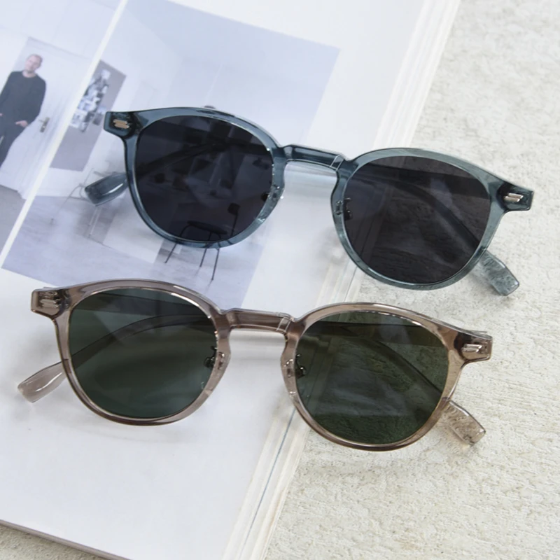 Kachawoo Damen-Sonnenbrille, rund, polarisiert, blau, grau, schwarz, Retro-Sonnenbrille, Herren-Accessoires, leichter TR90-Rahmen, Geburtstagsgeschenk – Detail 3