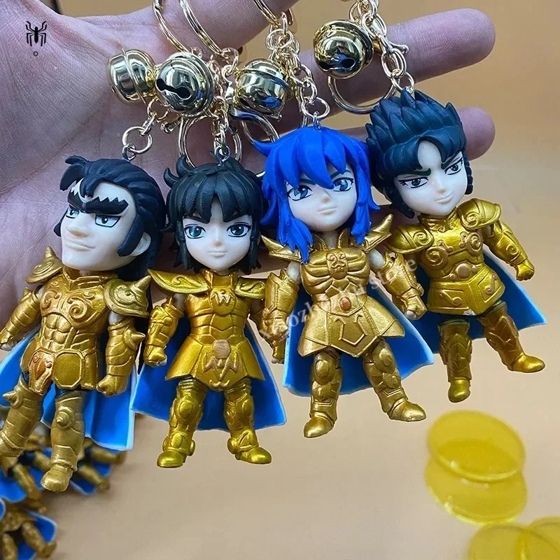 12 sztuk złoty Saint Seiya wykwintne dwanaście konstelacji Gacha10cm Mini brelok do torby wisiorek lalka model figurki zabawka kreatywny prezent