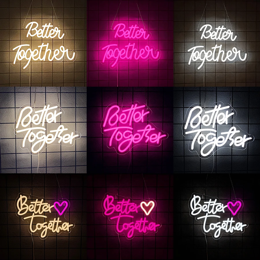 Better Together Neon Sign,Warm White LED Neon Lights for Wall Decor,Wedding,Anniversary,Engagement Party,Bridal Shower,Gifts