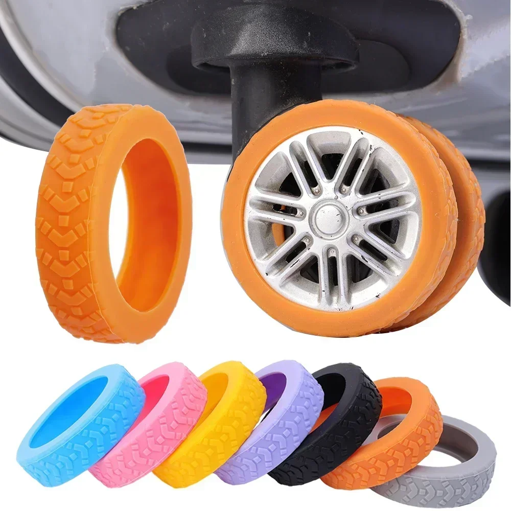 Espessura Textura Silicone Rodas Protetor, Reduzir o Ruído, Viagem Bagagem Capa, Acessórios de bagagem, 1 Pc, 24Pcs