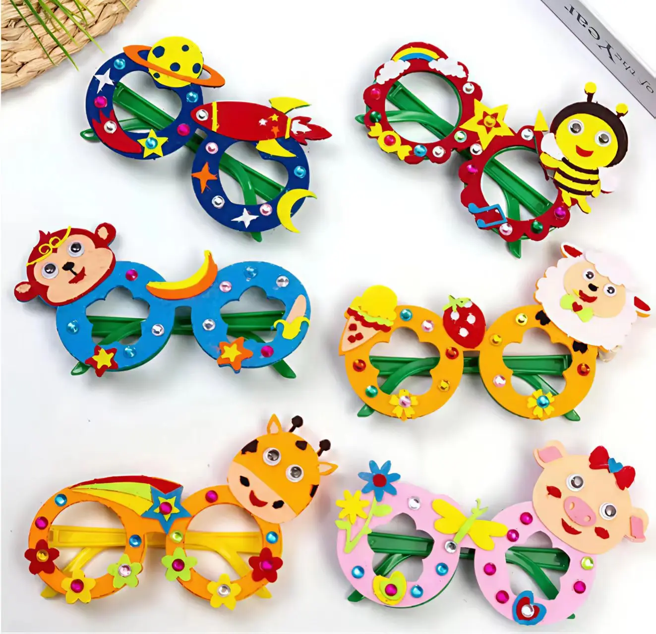 Okulary Diamentowe EVA Zabawka Rękodzielnicza dla Dzieci DIY Kreatywny Zestaw Materiałów do Wklejania Rekwizyty na Festiwal dla Przedszkolaków Rekwizyty do Występów Szkolne