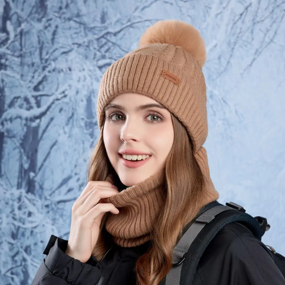 3 pçs cor sólida chapéu cachecol luvas conjunto quente engrossar boné de malha térmica velo forrado proteção térmica inverno gorro chapéu esqui