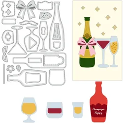 1pc Wine Bottle Cutting Dies Champagne Bottle Goblet Embossed Template for Bow Decorations for DIY Scrapbooking Photo Albums