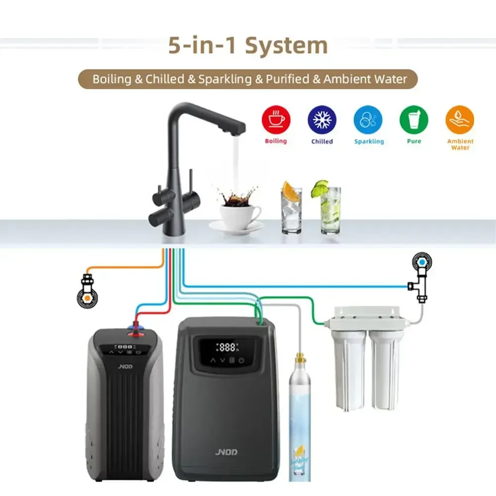 5 in 1 Electric Cooling and Heating Vertical Under Counter Water Cooler Office Commercial Tuya Control Water Dispenser Machine