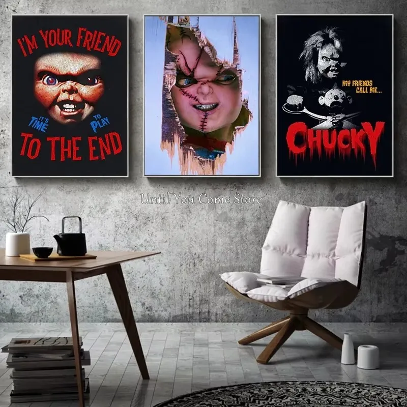 Classic American Horror Movies Chucky Posters Canvas Painting Wall Art Bedroom Game Room AV Room Thriller Aesthetics Decoration