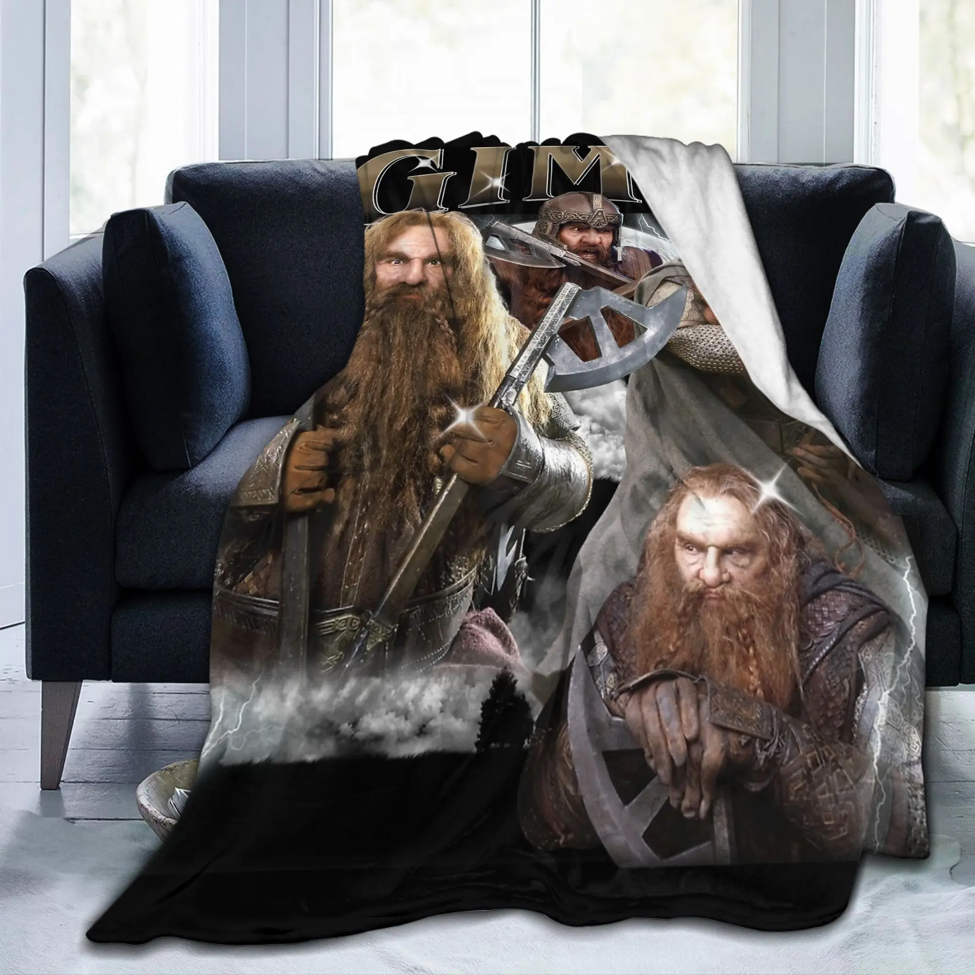 بطانيات L-Lords Of The R-Rings Gimli بطانيات شتوية محمولة فائقة النعومة لحاف أريكة السرير #6
