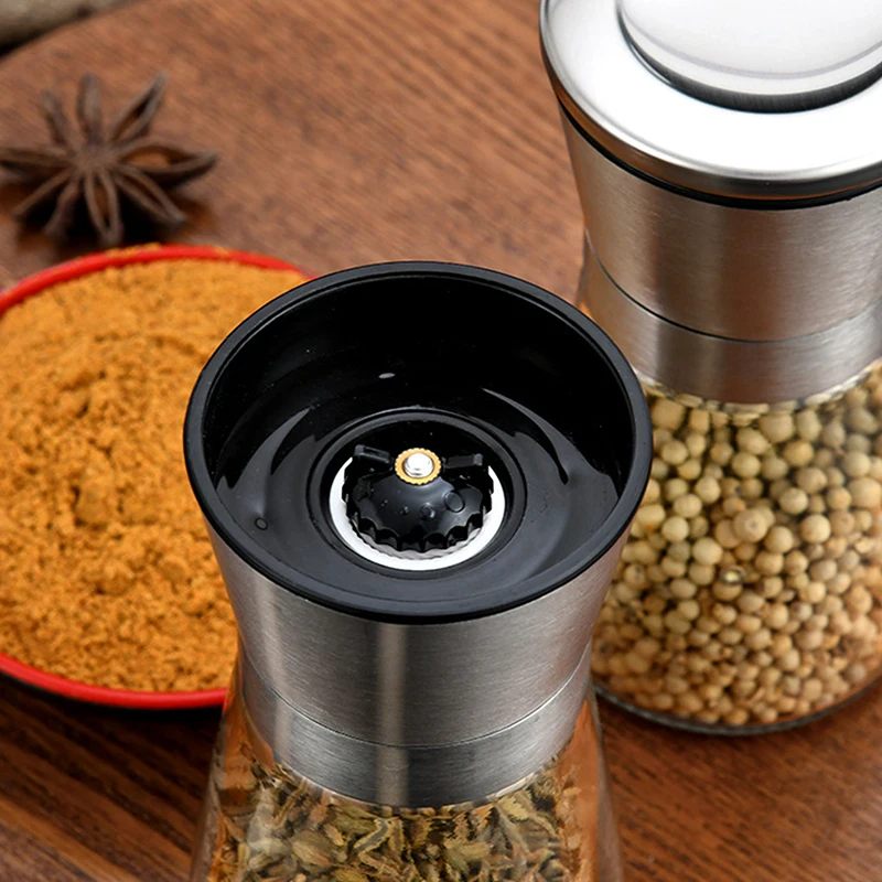 Manual Salt Pepper Grinder Seasoning Bottle Jar Stainless Steel Spice Grinder Salt Shaker Kitchen Mills Accessories