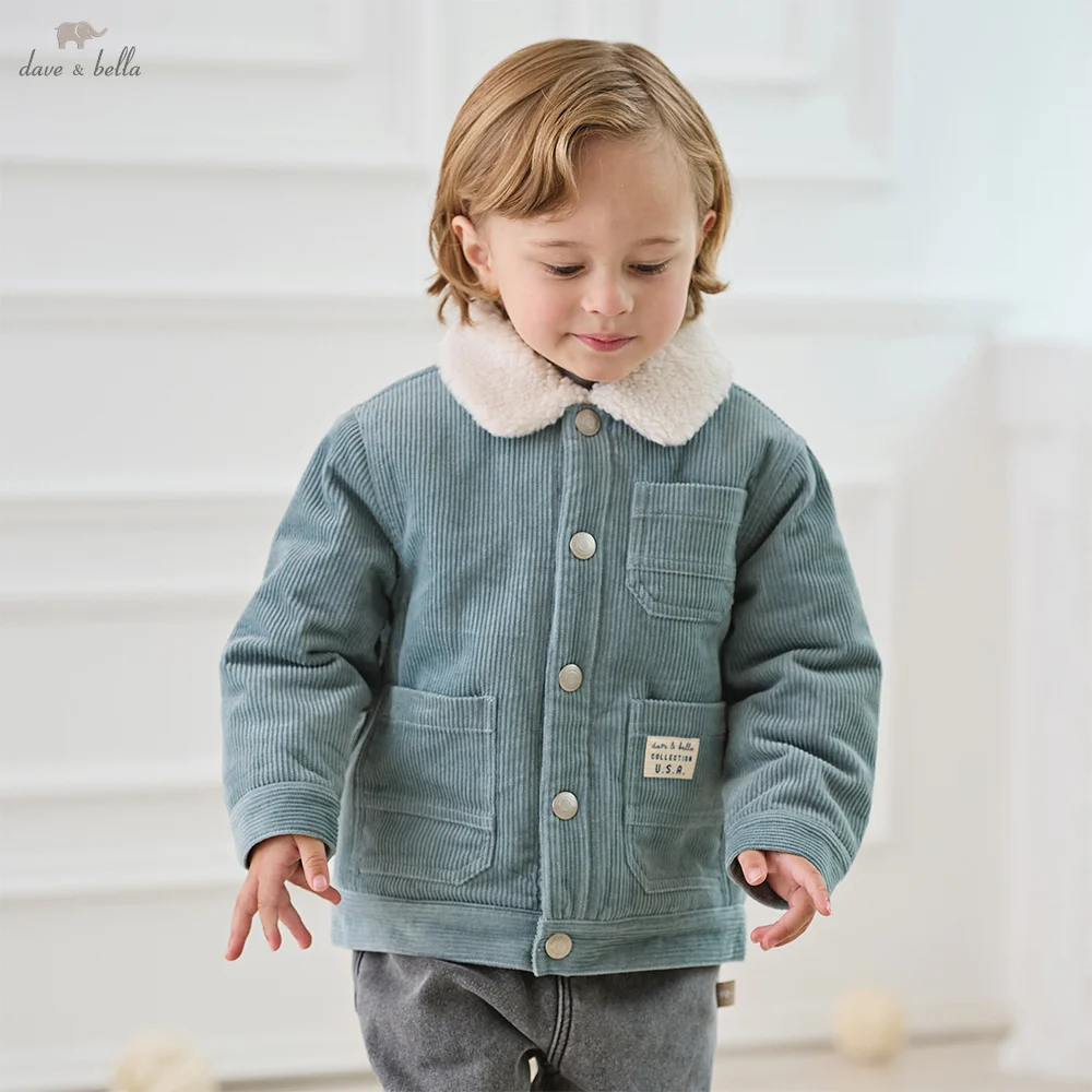 

Dave Bella Boys Cotton Coat Winter Overalls For Children Baby Thicken Plush Jacket Long Sleeves Outerwear Kids Clothes DB4242233