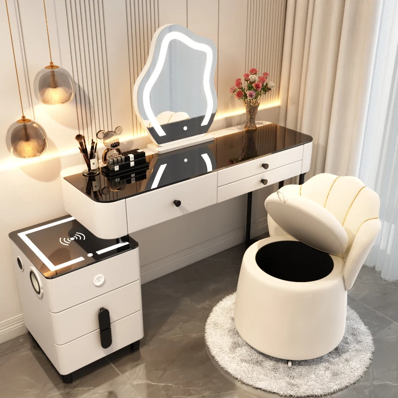 

Storage Light Dressing Table Organizer Mirror Stool White Dressing Table Cabinets Makeup Comoda Pra Quarto Luxury Furniture